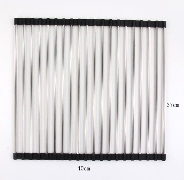 Folding Kitchen Drain Sink Rack Stainless Steel - Image 2