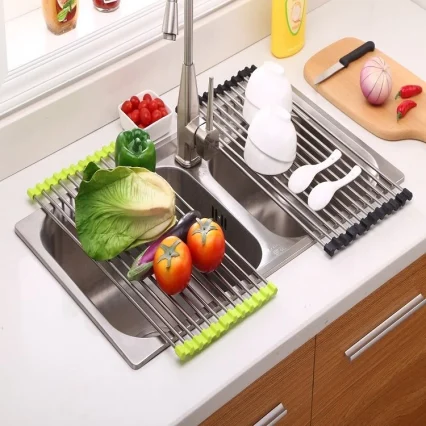 NG SOLUTIONS PRODUCTS-Folding Kitchen Drain Sink Rack Stainless Steel